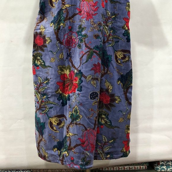 Floral Print Velvet Kimono Luxury Jacket, Party Boho Robe Lounge Wear - Unisex - Picture 7 of 16